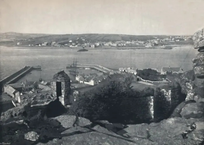 Framed Print : Marazion - General View, Showing Harbour, 1895 Framed Print : Marazion - General View, Showing Harbour, 1895
