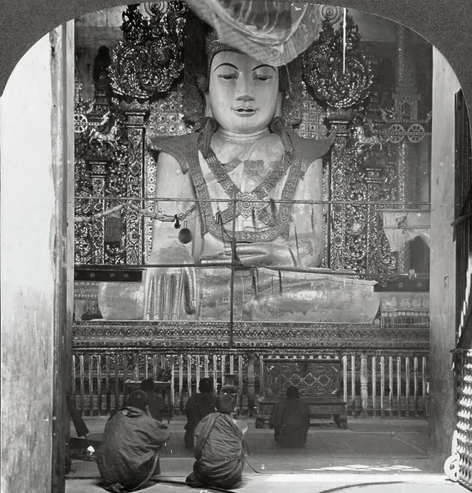 Framed Print : Marble Buddha in a pagoda, Mandalay, Burma, 1908. Artist: Stereo Travel Co Framed Print : Marble Buddha in a pagoda, Mandalay, Burma, 1908. Artist: Stereo Travel Co
