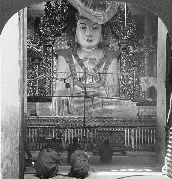 Marble Buddha in a pagoda, Mandalay, Burma, 1908. Artist: Stereo Travel Co