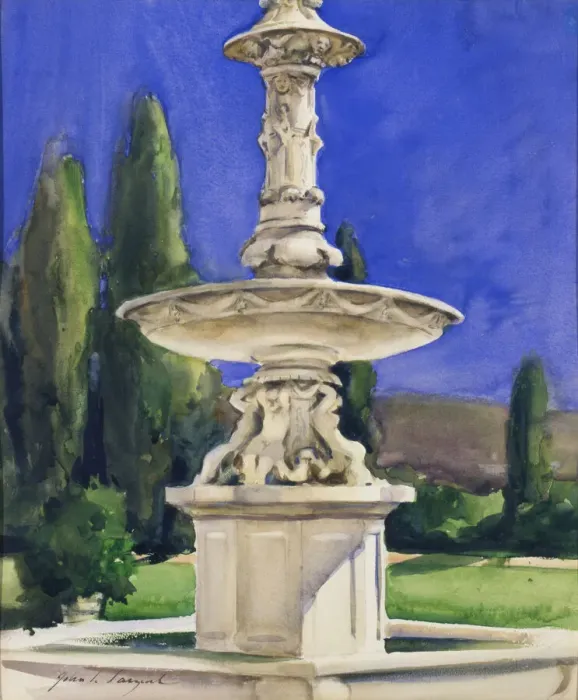 Framed Print : Marble Fountain in Italy, ca. 1907. Creator: John Singer Sargent Framed Print : Marble Fountain in Italy, ca. 1907. Creator: John Singer Sargent