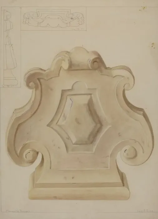 Framed Print : Marble Ornament (from top of mantelpiece), c. 1937. Creator: Manuel G. Runyan Framed Print : Marble Ornament (from top of mantelpiece), c. 1937. Creator: Manuel G. Runyan