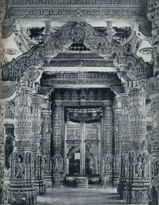 Framed Print : Marble Sculpture at an entrance to a Jain Temple at Dilwara, Mount Abu, c1100