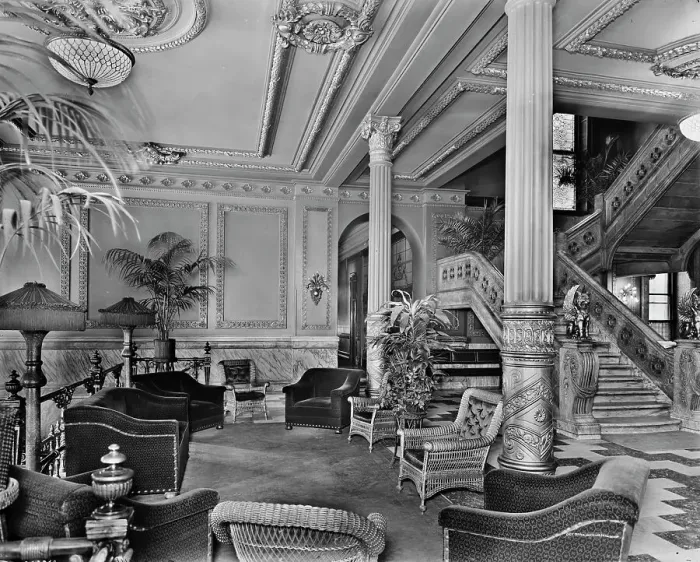 Framed Print : Marble stair, foyer, Murray Hill Hotel, New York, N.Y, between 1905 and 1915. Creator: Unknown Framed Print : Marble stair, foyer, Murray Hill Hotel, New York, N.Y, between 1905 and 1915. Creator: Unknown