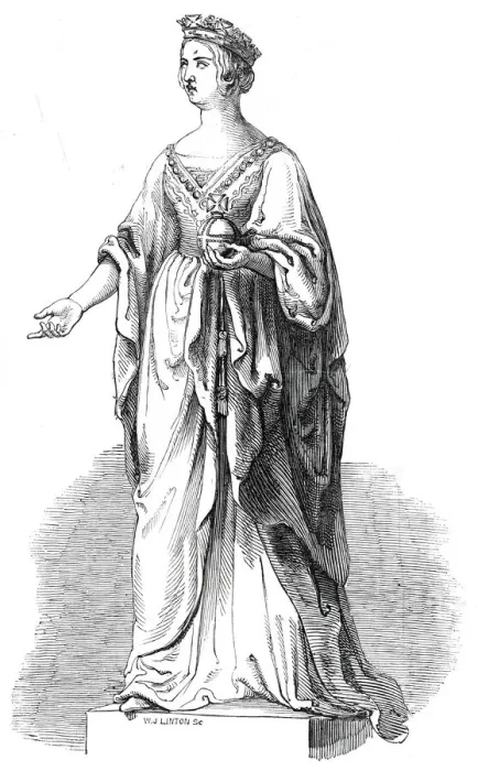 Framed Print : Marble statue of Her Majesty, in the Royal Exchange, 1845. Creator: W. J. Linton Framed Print : Marble statue of Her Majesty, in the Royal Exchange, 1845. Creator: W. J. Linton
