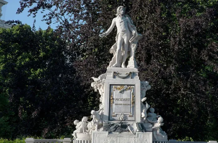 Framed Print : Marble statue of Mozart erected in 1896, in the Burggarten in Vienna, Austria, 2022. Creator: Ethel Davies Framed Print : Marble statue of Mozart erected in 1896, in the Burggarten in Vienna, Austria, 2022. Creator: Ethel Davies
