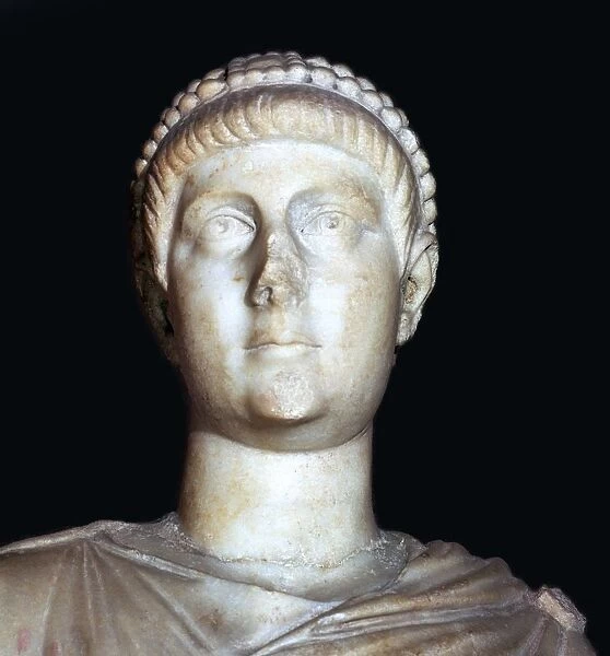 Detail of a marble statue of Valentinian II, 4th century