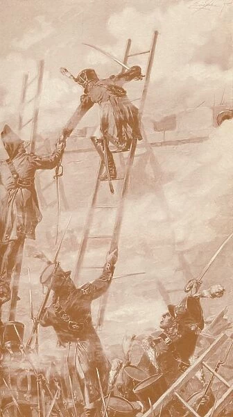 Marbot and Labedoyere Scaling the Wall at Ratisbon, 1809, (1896)