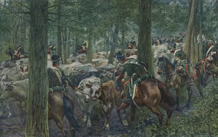 Framed Print : Marbots Soldiers Foraging On the Retreat, 1896 Framed Print : Marbots Soldiers Foraging On the Retreat, 1896