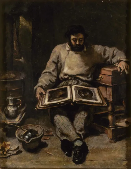 Framed Print : Marc Trapadoux Examining a Book of Prints, ca 1848 Framed Print : Marc Trapadoux Examining a Book of Prints, ca 1848