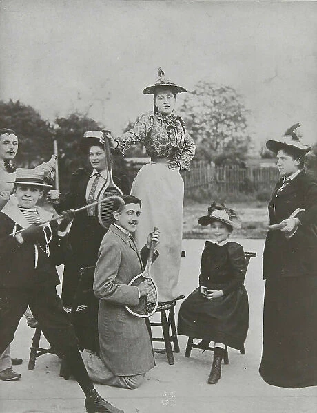 Marcel Proust and his friends at the tennis court on boulevard Bineau, 1892. Creator: Anonymous