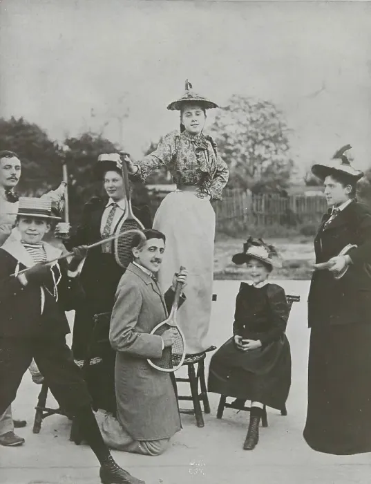 Framed Print : Marcel Proust and his friends at the tennis court on boulevard Bineau, 1892. Creator: Anonymous Framed Print : Marcel Proust and his friends at the tennis court on boulevard Bineau, 1892. Creator: Anonymous