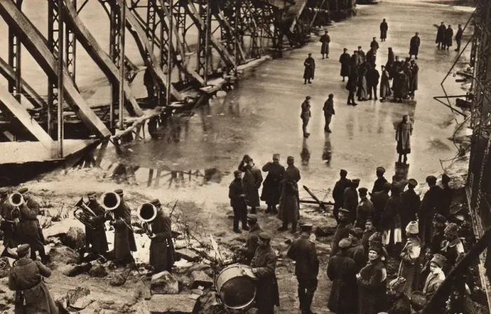 Framed Print : March 3, 1918 at the railway bridge over the Yaselda River, 1918 Framed Print : March 3, 1918 at the railway bridge over the Yaselda River, 1918