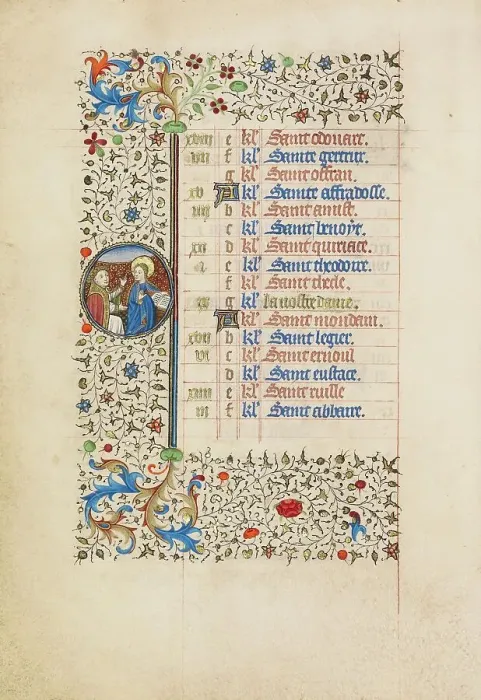 Framed Print : March Calendar Page: The Annunciation; Book of Hours, about 1440-1450. Creator: Workshop of the Bedford Master Framed Print : March Calendar Page: The Annunciation; Book of Hours, about 1440-1450. Creator: Workshop of the Bedford Master
