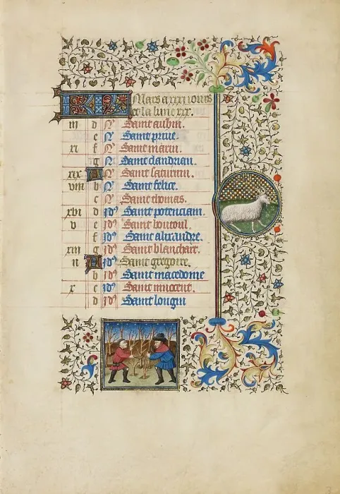Framed Print : March Calendar Page: Pruning Trees: Aries; Book of Hours, about 1440-1450. Creator: Workshop of the Bedford Master Framed Print : March Calendar Page: Pruning Trees: Aries; Book of Hours, about 1440-1450. Creator: Workshop of the Bedford Master
