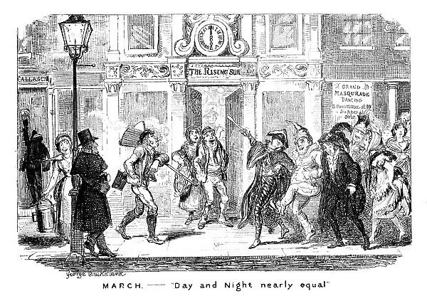 March - Day and Night nearly equal, 19th century. Artist: George Cruikshank