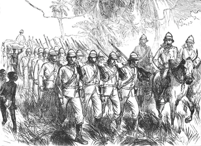 Framed Print : On the march from Elmina, c1880 Framed Print : On the march from Elmina, c1880