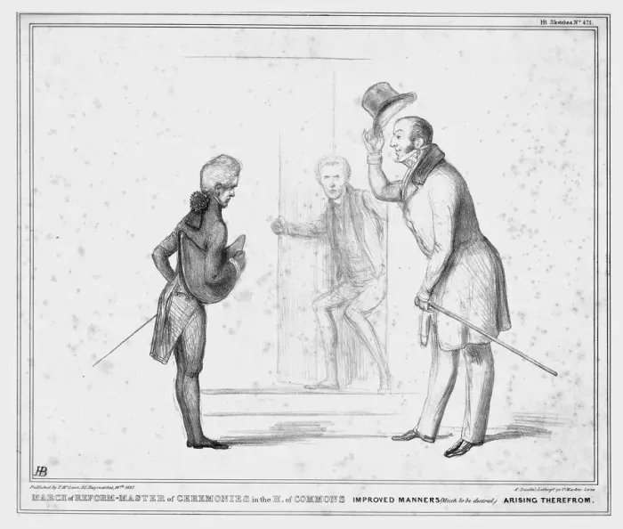 Framed Print : March of Reform - Master of Ceremonies in the H. of Commons Improved Manners... 1837 Framed Print : March of Reform - Master of Ceremonies in the H. of Commons Improved Manners... 1837