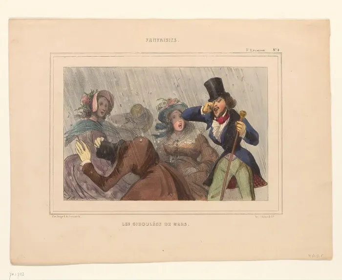 Framed Print : March showers, 1839. Creator: Victor Adam Framed Print : March showers, 1839. Creator: Victor Adam