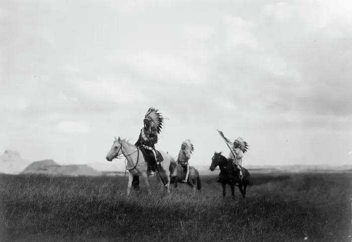 Framed Print : The march of the Sioux, c1905. Creator: Edward Sheriff Curtis Framed Print : The march of the Sioux, c1905. Creator: Edward Sheriff Curtis