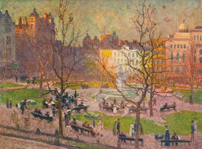 Framed Print : March Sunshine, Leicester Square, c1914. Artist: Emile Claus Framed Print : March Sunshine, Leicester Square, c1914. Artist: Emile Claus