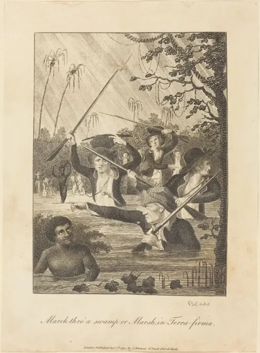 Framed Print : March thro a swamp or Marsh in Terra-firma, 1793. Creator: William Blake Framed Print : March thro a swamp or Marsh in Terra-firma, 1793. Creator: William Blake