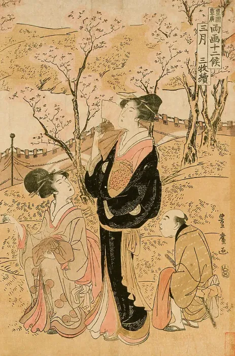 Framed Print : March: Viewing Cherry Blossoms, 1801. Creator: Utagawa Toyohiro Framed Print : March: Viewing Cherry Blossoms, 1801. Creator: Utagawa Toyohiro