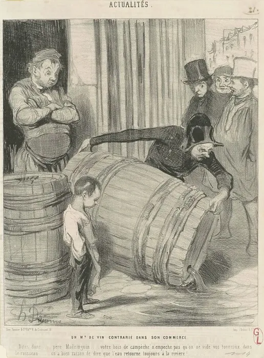 Framed Print : Un marchand de vin contrarié dans son commerce, 19th century. Creator: Honore Daumier Framed Print : Un marchand de vin contrarié dans son commerce, 19th century. Creator: Honore Daumier