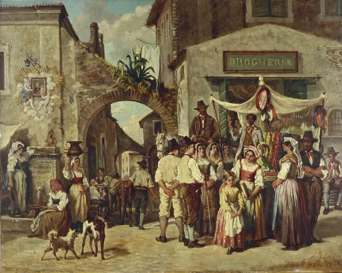 Framed Print : Marchands ambulants à Tivoli, 09 / 1866. Creator: Auguste Dutuit Framed Print : Marchands ambulants à Tivoli, 09 / 1866. Creator: Auguste Dutuit