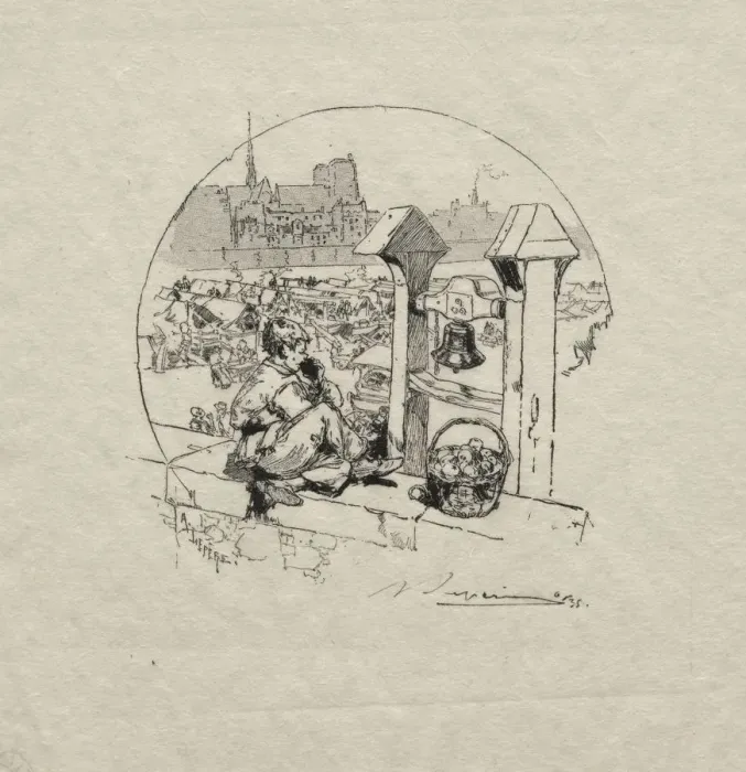 Framed Print : Marche aux Pommes, No. 2. Creator: Auguste Louis Lepere (French, 1849-1918) Framed Print : Marche aux Pommes, No. 2. Creator: Auguste Louis Lepere (French, 1849-1918)