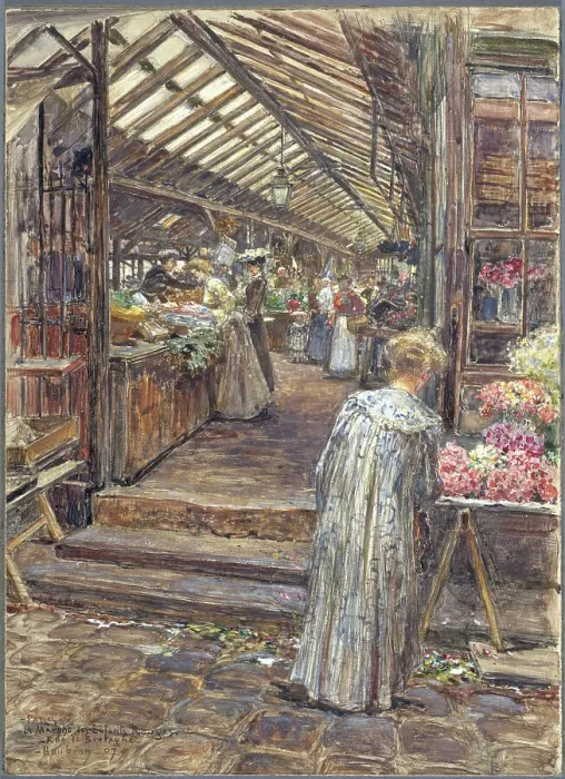 Framed Print : Marche des Enfants-Rouges, rue de Bretagne, 1907. Creator: Frederic Houbron Framed Print : Marche des Enfants-Rouges, rue de Bretagne, 1907. Creator: Frederic Houbron