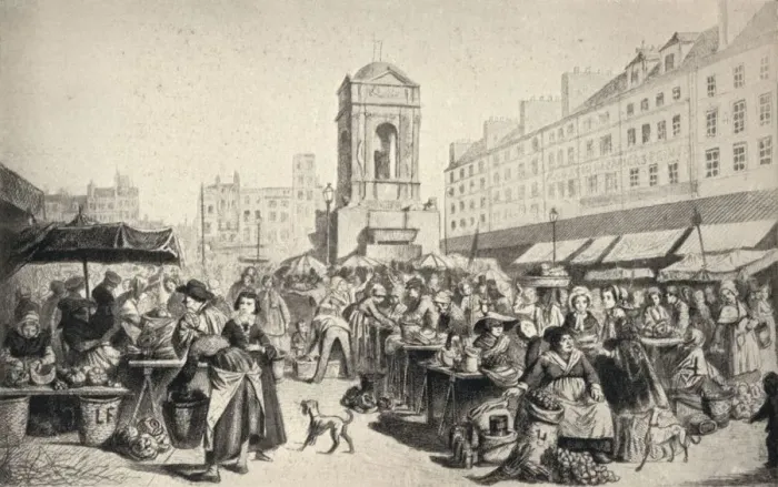 Framed Print : The Marche des Innocents, 1915. Artist: Leopold Flameng Framed Print : The Marche des Innocents, 1915. Artist: Leopold Flameng