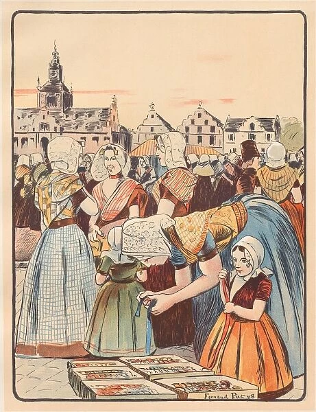 Un Marche en Zelande, 1898. Creator: Fernand Piet (French, 1869-1942); Imprimerie