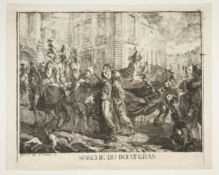Framed Print : Marchedu boeuf gras, 1750. Creator: Gabriel de Saint-Aubin Framed Print : Marchedu boeuf gras, 1750. Creator: Gabriel de Saint-Aubin