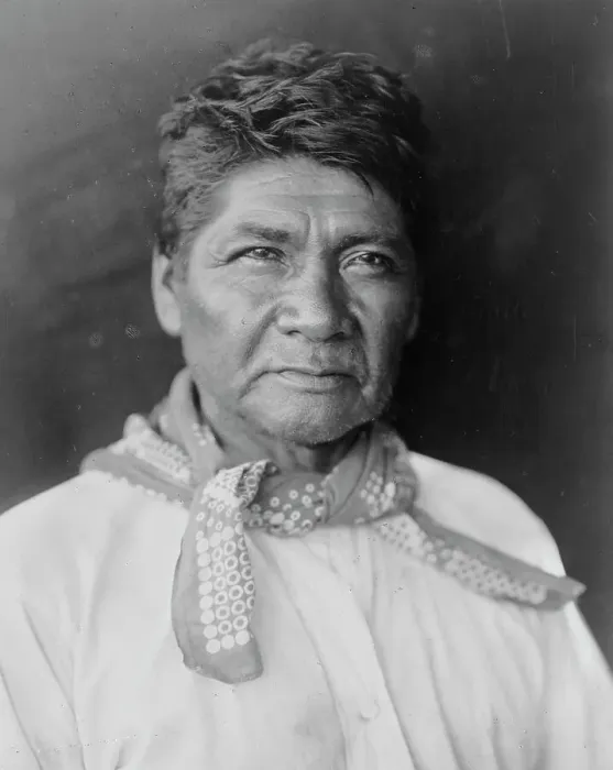 Framed Print : Marcos, Palm Cañon Cahuilla, half-length portrait, facing slightly right, c1905 [c1924]. Creator: Edward Sheriff Curtis