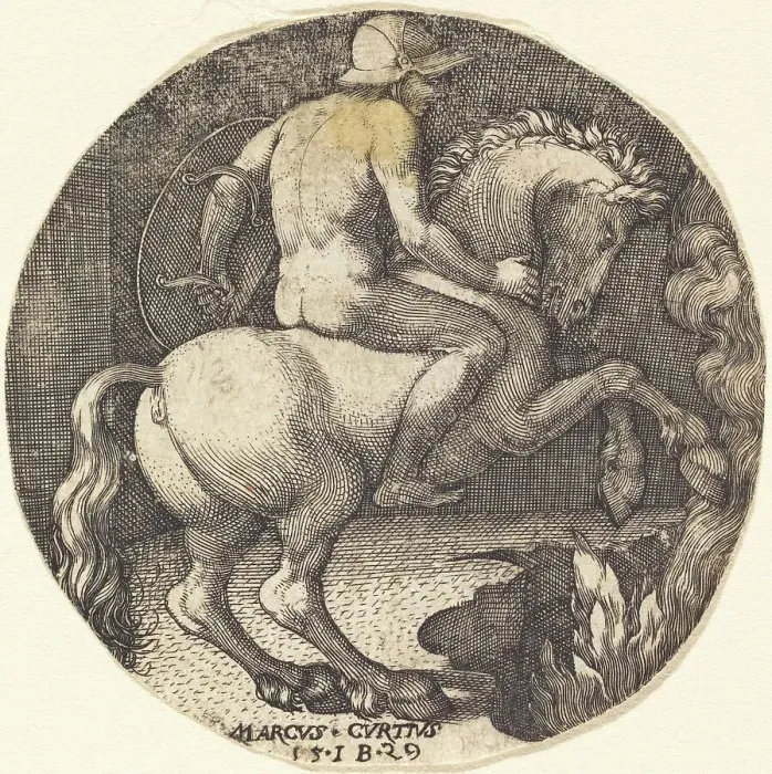 Framed Print : Marcus Curtius, 1529. Creator: Master I. B Framed Print : Marcus Curtius, 1529. Creator: Master I. B