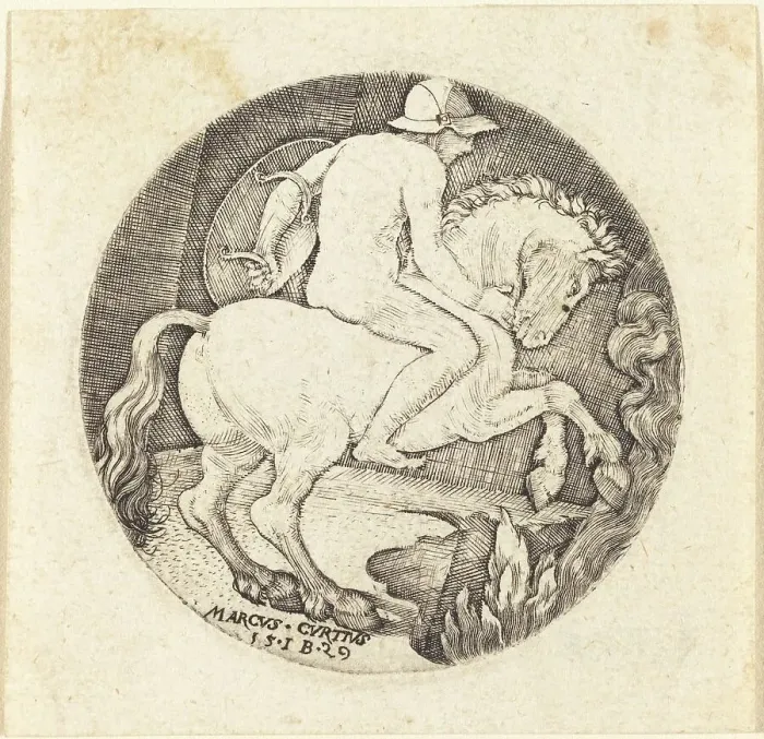 Framed Print : Marcus Curtius, 1529. Creator: Master I. B Framed Print : Marcus Curtius, 1529. Creator: Master I. B