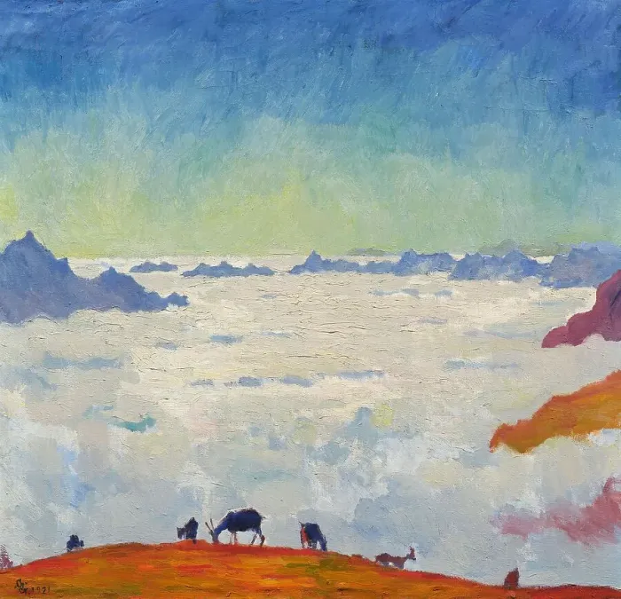 Framed Print : Mare di Nebbia, 1921. Creator: Giacometti, Giovanni (1868-1933) Framed Print : Mare di Nebbia, 1921. Creator: Giacometti, Giovanni (1868-1933)