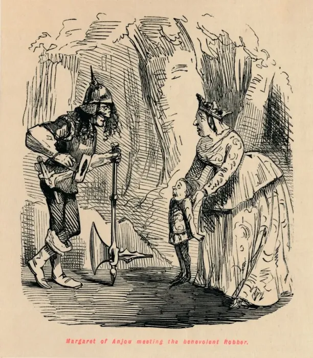 Framed Print : Margaret of Anjou meeting the benevolent Robber. Artist: John Leech Framed Print : Margaret of Anjou meeting the benevolent Robber. Artist: John Leech
