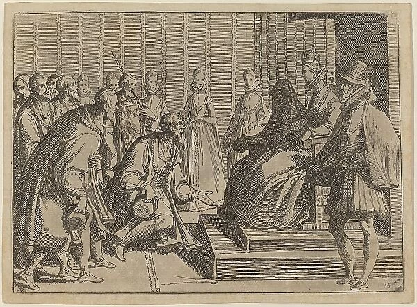 Margaret of Austria Giving Audience to a Nobleman, 1612. Creator: Raffaello Schiaminossi