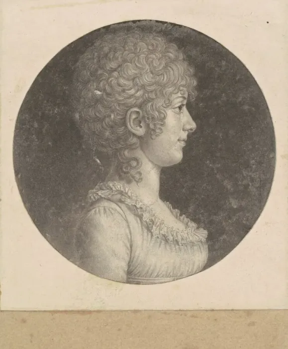 Framed Print : Margaret Polk, c. 1800. Creator: Charles Balthazar Julien Fevret de Saint-Memin Framed Print : Margaret Polk, c. 1800. Creator: Charles Balthazar Julien Fevret de Saint-Memin