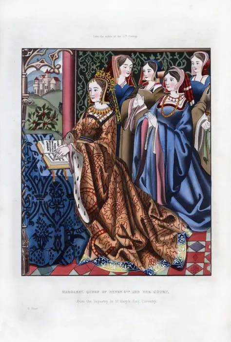 Framed Print : Margaret, Queen of Henry VI, and her Court, mid-15th century, (1843). Artist: Henry Shaw Framed Print : Margaret, Queen of Henry VI, and her Court, mid-15th century, (1843). Artist: Henry Shaw