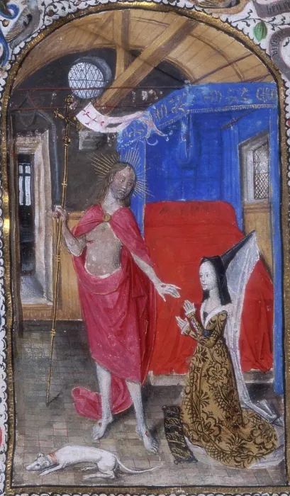 Framed Print : Margaret of York and the Resurrected Christ, c1468. Creator: Master of Girard de Rousillon Framed Print : Margaret of York and the Resurrected Christ, c1468. Creator: Master of Girard de Rousillon