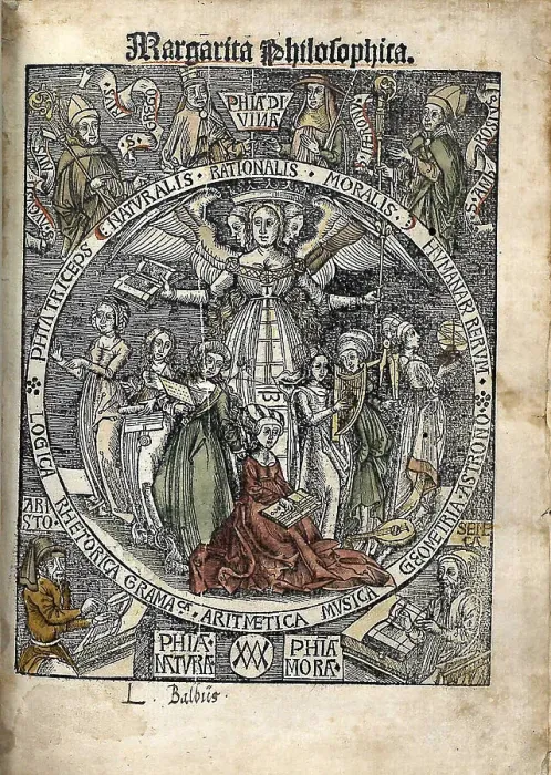 Framed Print : Margarita Philosophica. Title page, 1504. Artist: Reisch, Gregor (1467-1525) Framed Print : Margarita Philosophica. Title page, 1504. Artist: Reisch, Gregor (1467-1525)