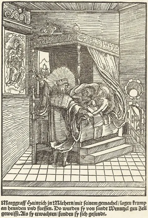 Framed Print : Marggraff Hainrich in Marhern... c. 1503. Creator: Master of the Legend Scenes Framed Print : Marggraff Hainrich in Marhern... c. 1503. Creator: Master of the Legend Scenes