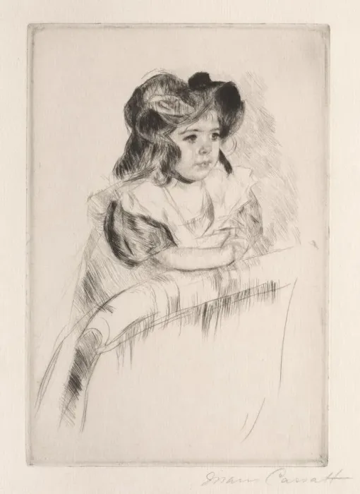 Framed Print : Margot, Resting Arms on Back of Armchair, c. 1903. Creator: Mary Cassatt (American, 1844-1926) Framed Print : Margot, Resting Arms on Back of Armchair, c. 1903. Creator: Mary Cassatt (American, 1844-1926)
