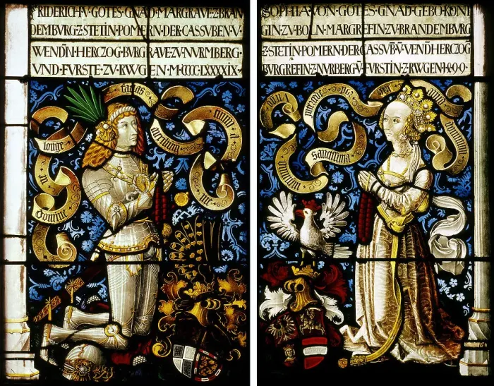 Framed Print : Margrave Frederick of Brandenburg-Ansbach (1460?1536) and his wife Sophia Jagiellon (1464?1512), 149 Artist: Kamberger, Hans (active before 1507) Framed Print : Margrave Frederick of Brandenburg-Ansbach (1460?1536) and his wife Sophia Jagiellon (1464?1512), 149 Artist: Kamberger, Hans (active before 1507)