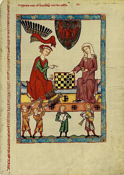 Margrave Otto IV of Brandenburg Playing Chess (From the Codex Manesse), Between 1305 and 1340. Artist: Anonymous