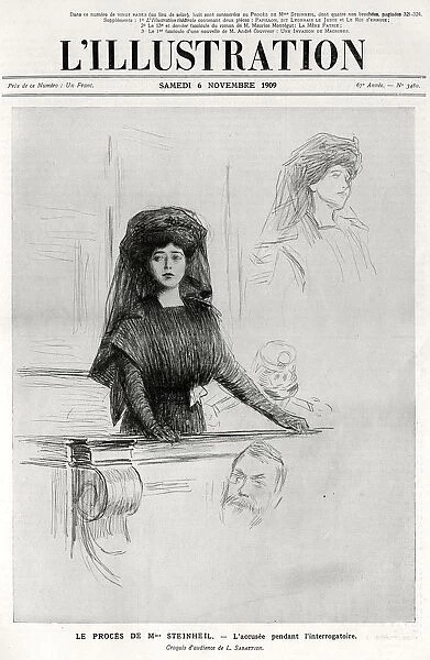 Marguerite Steinheil on trial, cover of L Illustration, 6 November 1909. Artist: L Sabattier