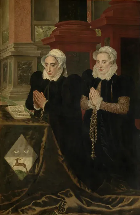 Framed Print : Maria de Deckere, Second Wife of Gillis de Smidt, and Beatrix, One of their Daughters, 1575. Creator: Adriaen Thomasz Key Framed Print : Maria de Deckere, Second Wife of Gillis de Smidt, and Beatrix, One of their Daughters, 1575. Creator: Adriaen Thomasz Key