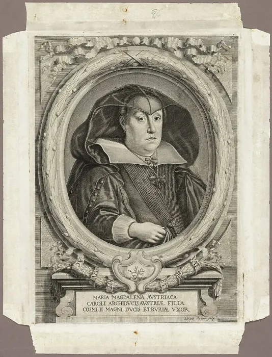 Framed Print : Maria Magdalena of Austria, 1666; published 1761. Creator: Adriaen Haelwegh Framed Print : Maria Magdalena of Austria, 1666; published 1761. Creator: Adriaen Haelwegh
